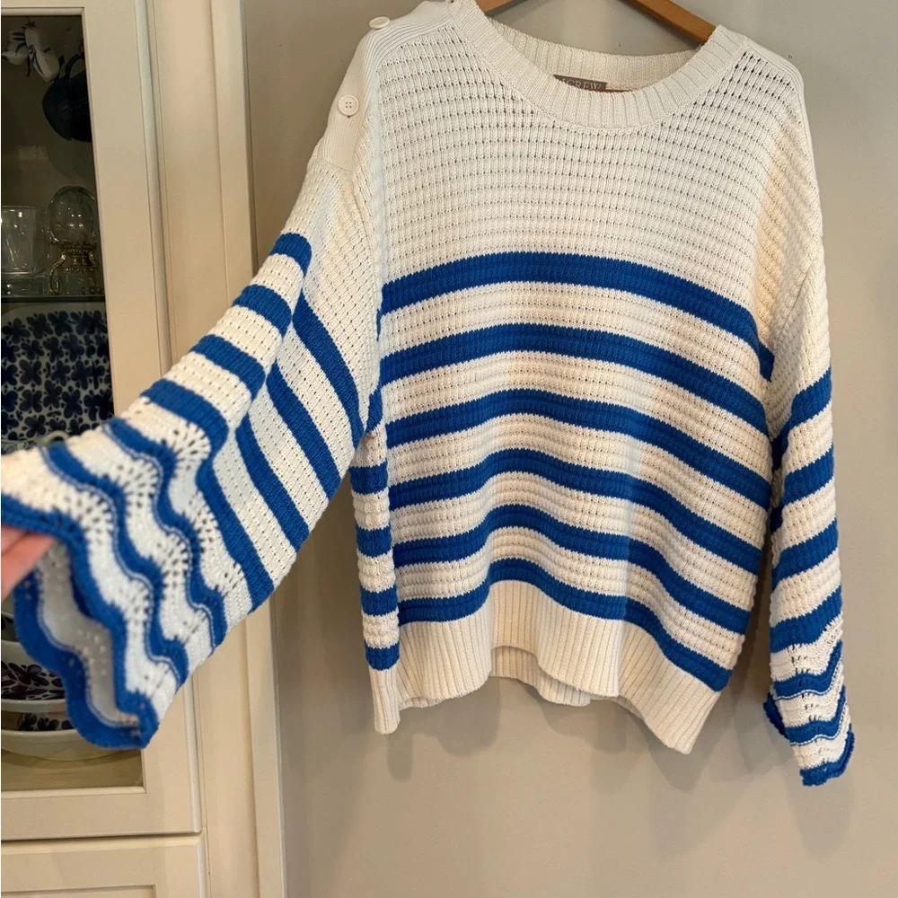 J. Crew White and Blue Striped Sweater - Picture 6 of 7